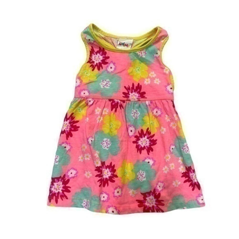 Pink Floral Dress Girl’s Size 12 Months yellow blue red flowers sleeveless